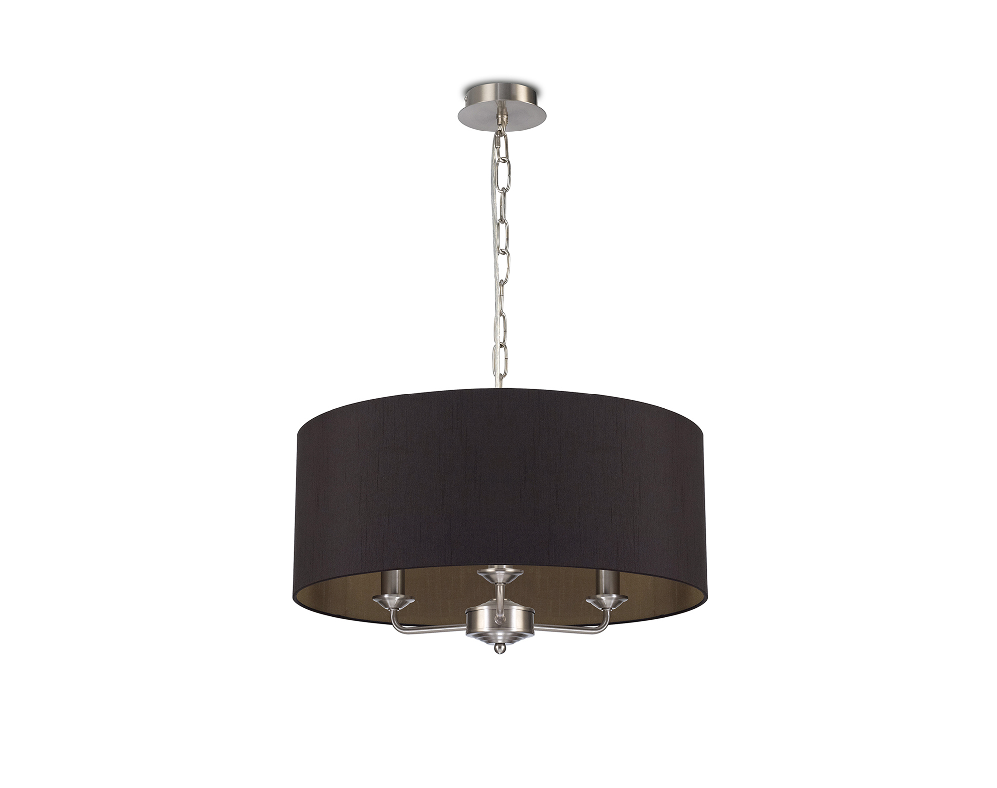 Banyan 50cm 3 Light Pendant Satin Nickel, Midnight Black/Green Olive DK0072  Deco Banyan